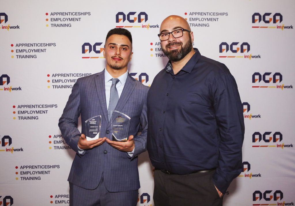 Lucas Gallardo with Apprenticeship and Employment Consultant, Andrew Micallef